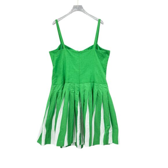 Boden Green White Pleated Sleeveless Tank Top Fit & Flare Dress - Picture 2 of 7